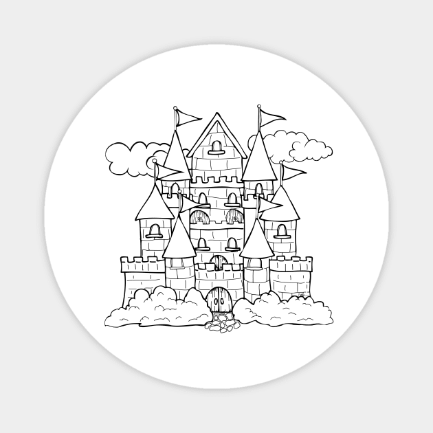 Color Me Castle Line Art Illustration by Cherie(c)2021 Magnet by CheriesArt